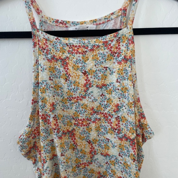 Shaun Ditsy Floral Boho Bohemian Trendy Crop Muscle Hipster Hippie Hip Tank Top - Picture 2 of 9